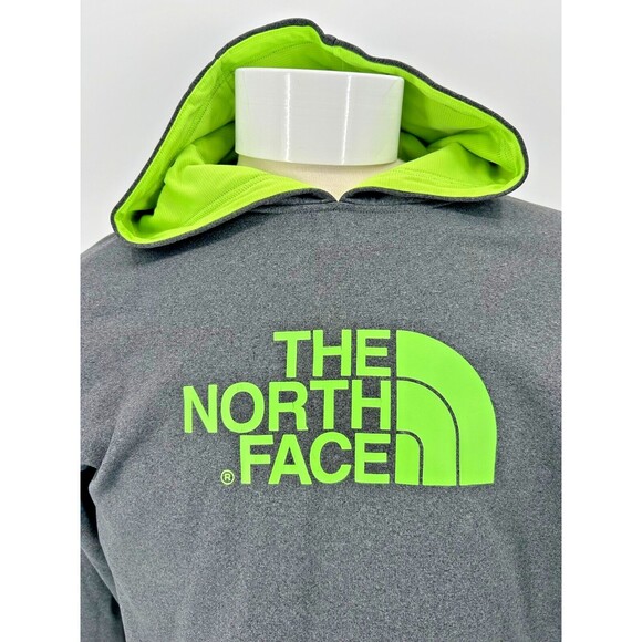THE NORTH FACE Half Dome Logo Pullover Hoodie Sweatshirt~Gray+Neon Green~Mens L - Picture 2 of 10